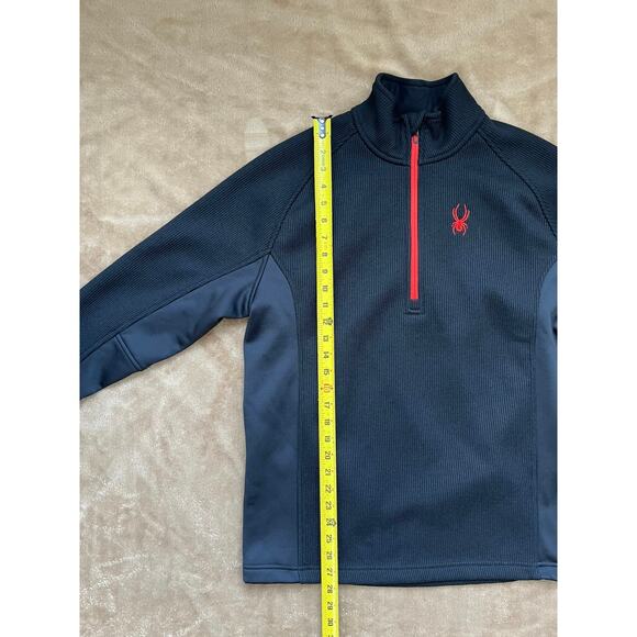 Spyder Fleece Lined Sweater Quarter Zip Men’s Size Large‎ Black Ski - Picture 7 of 7